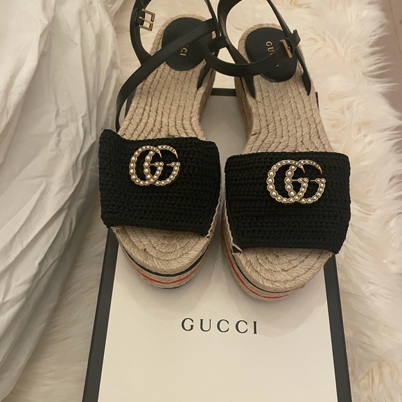 *TODAY ONLY* NIB Gucci Pearl Platform Espadrille - Picture 3 of 7